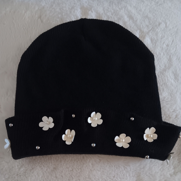 Torrid Black Hat with White Floral Accents - Picture 2 of 4